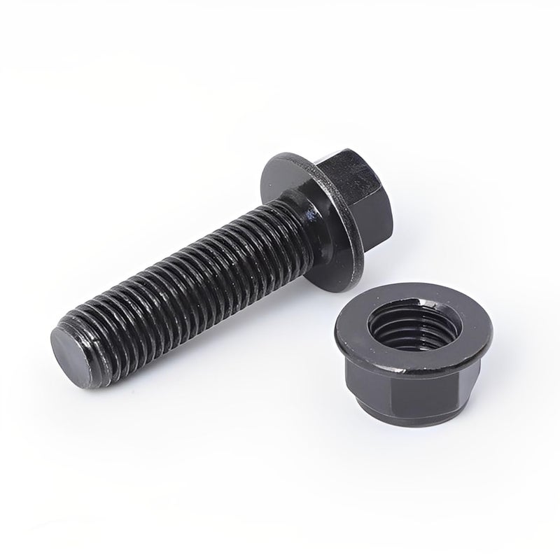Minho M10-1.25 x 35mm Flange Head Bolts in Carbon Steel Material, Hexagon Screws Come with Flange Nuts,Black Oxide Finish Plated,Full Thread, 14 Sets - Image 4